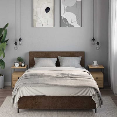 vidaXL - Nachtkastjes - 2 - st - 34x35,5x50 - cm - bewerkt - hout - artisanaal - eiken