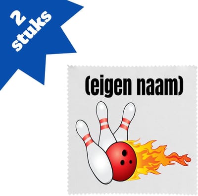 Akyol - bowling kegels vuur met eigen naam brillendoekjes - Bowlen - ieman die graag bowlt - sport - bal - kegels - cadeau - verjaardag - kado - 17,8 bij 17,8 cm - 2 stuks