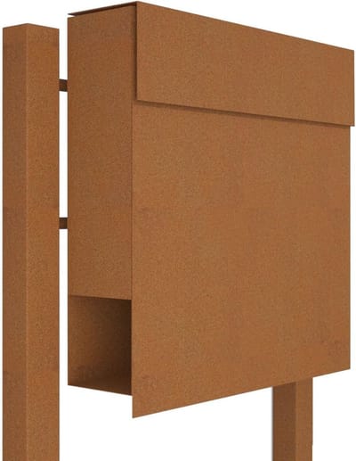 Staande brievenbus - Brievenbus met paal - Post ontvangen - Met krantenvak - 125x48x15 cm - Roestkleurig