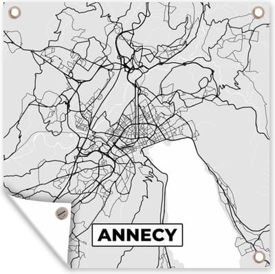 Tuin poster Frankrijk - Annecy - Stadskaart - Plattegrond - Kaart - 200x200 cm - Tuindoek
