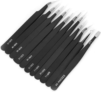 Pincet Set - Precisie Pincetten - Elektronica Reparatie - Roestvrij Staal - 11 Stuks - Zilver