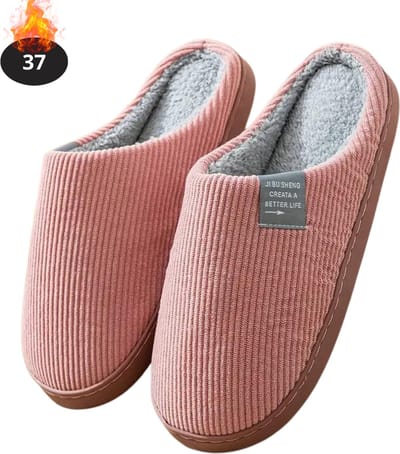 Nivard Warme Pantoffels - Sloffen - Slippers - Dames - Heren - Pluche - Maat 37 - Roze