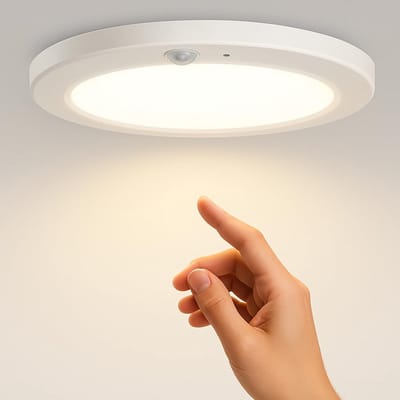 Epochglo LED Plafondlamp met Bewegingssensor - 15W 1500lm - 3 Kleurtemperaturen (3000/4500/6000K), 3 Lichtmodi, Instelbare Timer (30s/120s/180s) - IP44 Waterdicht, Ultraplat Design (Ø19cm) - Plafonniere met Sensor voor Hal, Badkamer, Garage
