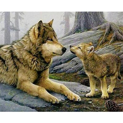 Volledige ronde Diamond Diamond schilderij zachte Wolf borduurwerk kruissteek Strass mozaïek Home Decor 20X30CM gray