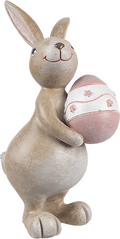 Clayre & Eef Decoratie Beeld Konijn 15 cm Beige Kunststof