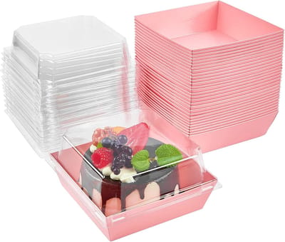 Taartdozen met doorzichtige deksels - 50 stuks, 12 cm, oliebestendig en duurzaam