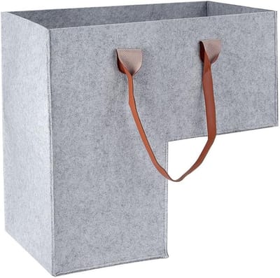 Vilt Trap Mand - Opvouwbare Opbergbak - Trapruimte Organiseren - Met Handvat - 42 x 25.5 x 40 cm - Lichtgrijs
