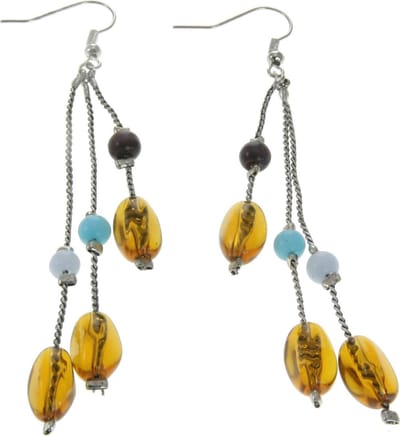 Behave - Oorhangers met amberkleurige kralen - bohostijl - 9 cm