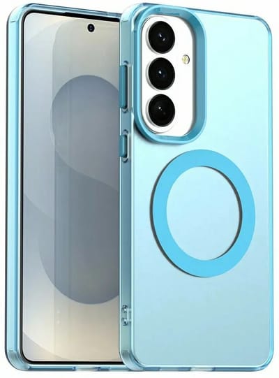 MagSafe Compatibel Backcover Hoesje Geschikt voor Samsung Galaxy S26 - Blauw & Semi-Transparant Design - Stijlvol & Goede Bescherming