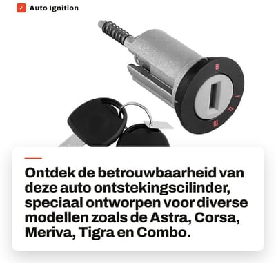 Dailygoods- Ontsteking Cilinder - Inclusief 2 Sleutels - Geschikt voor ASTRA/CORSA/MERIVA/TIGRA/COMBO - Schokbestendig - Eenvoudig te Installeren - Hoogwaardige Kwaliteit - Ontstekingsslot