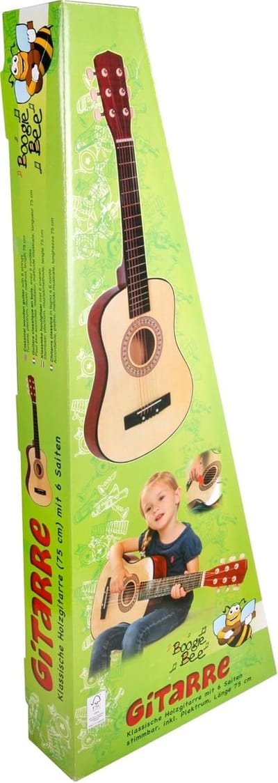 Houten Gitaar - Kindergitaar Speelgoed - Muziek Leren Spelen - Inclusief Plectrum - 75 cm - Multicolor
