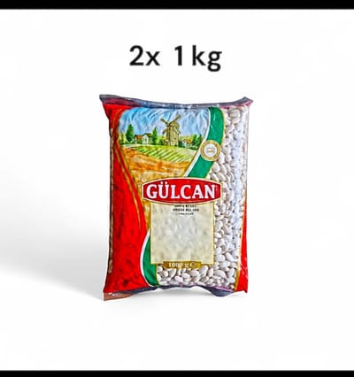 Gülcan Witte Bonen Dermason – 2x 1kg | Eiwitrijk, Vezelrijk & 100% Natuurlijk - Gülcan Kuru Fasulye Dermason – 2x 1kg | Protein Kaynağı, Lifli & %100 Doğal - Gülcan White Beans Dermason – 2x 1kg | Protein-Rich, High Fiber & 100% Natural
