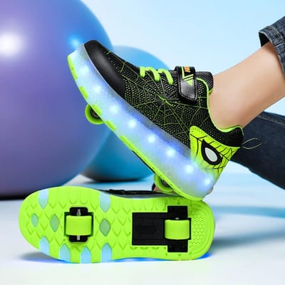 Spinnenweb Wegren Schoenen Jongens en Meisjes Studenten Licht LED Licht Oplaadbaar Licht Schoenen Skates 31 black