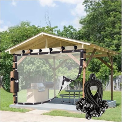 Waterdichte Buitengordijnen - Transparant Zeildoek - Terras Beschutting - Hoge Taaiheid - 3 x 12 m - Helder