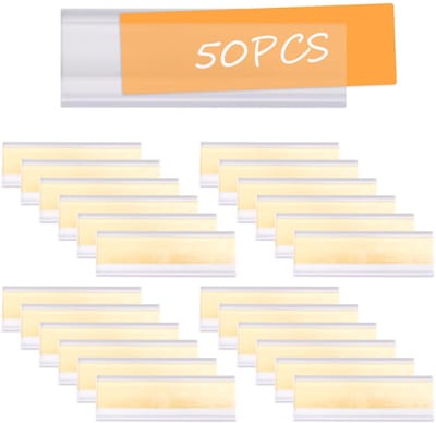 Dailygoods- Labelhouders 50 Stuks - Zelfklevend - Transparant - PVC - Waterdicht - Stofdicht - 7.5x2.5cm - Etikethouders