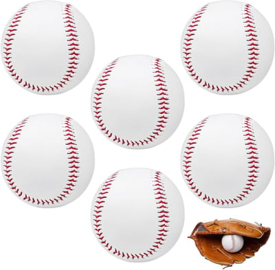 Set van 6 Professionele Handgenaaide Baseballs van 23 cm voor Volwassenen en Jeugd - Ideaal voor Training en Wedstrijden
