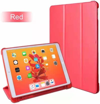 Hoes geschikt voor Apple iPad (2019 / 2020) 10.2 /Air 10.5 (2019) Smart hoes Tri-Fold met Pencil Houder - Rood