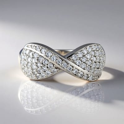 Cavill - Zilveren Ring 925 Sterling Zilver - 69 Cambodjaanse Zirkonen 0 855 ct - Modern Elegant Oneindigheid Design - Dames Sieraad