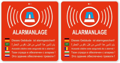 Waarschuwingsstickers Systeem - Alarm Melding - Beveiliging Huis - Weerbestendig Vinyl - 6x6.3 cm - Rood