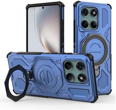 Hoesje geschikt voor Motorola Edge 60 Fusion | Compatibel met MagSafe / Qi2 | 360° Draaibare Magnetische Standaard | Back Cover Kickstand Ring | Blauw