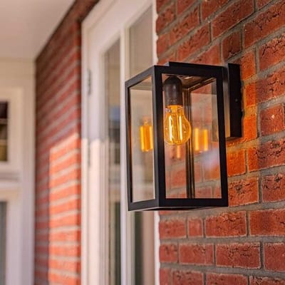 HOFTRONIC - Brooks LED E27 Wandlamp Klassiek / Modern - IP44 waterdichte Wandlantaarn - Geschikt voor binnen en buiten - Aluminium + glas - 3 jaar garantie