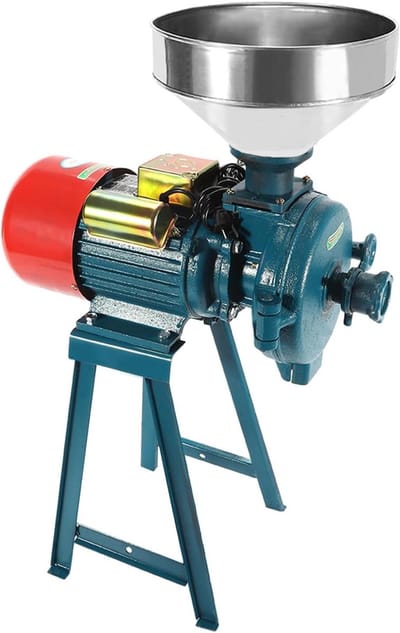 Elektrische graanmolen, 2200 W, graanmolen, elektrische molen voor granen, graanbreker, molen voor granen, maïsstengels, voer (blauw)
