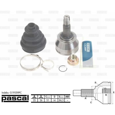 Homokineet reparatie set, aandrijfas PASCAL G1F059PC