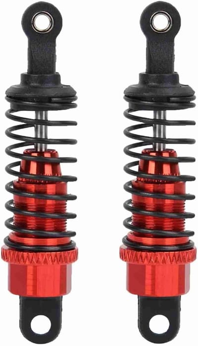 2 Stuks 1/18 RC Auto Schokdemper, Metaal, 65 mm, Rood voor Verbeterde Stabiliteit en Prestaties