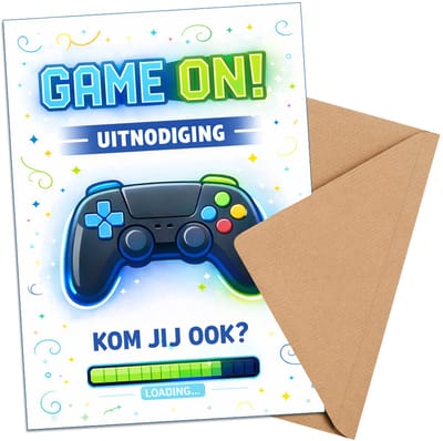 Uitnodiging kinderfeestje Gaming + Enveloppen - 10 stuks - Beschrijfbaar - Uitnodigingskaarten - Uitnodiging verjaardag - uitnodiging verjaardag feest - Uitnodiging kinderfeestje Jongen of Meisje - Uitnodiging feestje - uitnodigingen