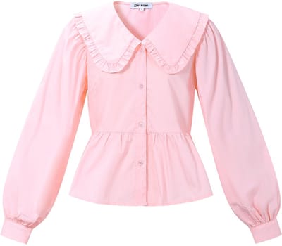 Summer Breeze Cotton Blouse – Luchtig Overhemd – Casual Top voor een Tijdloze Look - Roze - Maat S