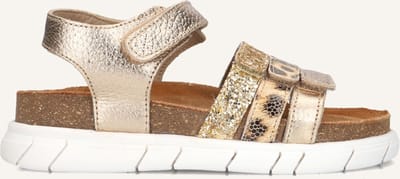 Ton & Ton Meisjes Platte sandalen - Milla - Goudkleurig - Textiel - Plateauzool - Maat 26