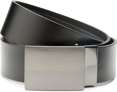 DTCH.FIT Leren riem Virgil met automatische plaatgesp sluiting - zonder gaatjes - Riem Zwart - Inkortbaar - 3,5cm breed - 85cm - Totale lengte 100cm