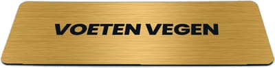 Deurbordje Goud-look met tekst voeten vegen - Formaat 150 x 50 mm x 1,6 mm - Zelfklevend | Luxe uitstraling | Geborstelde Gouden toplaag | Gratis Verzending | Decoporta