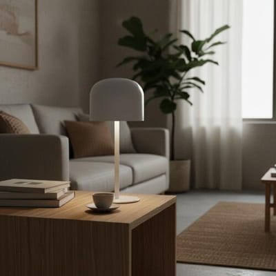 LUSENZ Arielleo M - Paddenstoel lamp oplaadbaar Wit 30 cm - Draadloze tafellamp - Nachtkast lamp - Scandinavisch design - Dimbaar - USB-C -