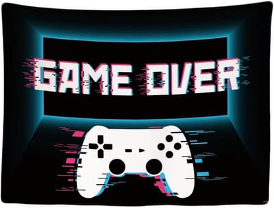 Ulticool Wandkleed 200x150 cm - Controller Gaming Accesoires voor Setup Kamer - voor Binnen - Wandtapijt Wanddoek Stof Poster Backdrop Decoratie Woonkamer Game Over Tiener Jongen - Gadgets
