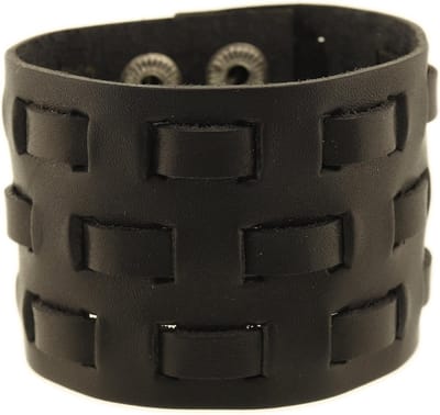 Behave - Armband zwart leer met vlechtlook - edgy urban accessoire