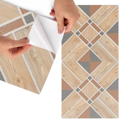 Tulup Meubelfolie - Houten mozaïek Decoratiefolie Zelfklevend - 75x150 cm - Beige Meubelfolie - Decoratiefolie Zelfklevend - Modern Meubelfolie - Meubelfolie Zelfklevend - Badkamer decoratie - Achtergronden en patronen