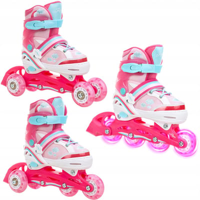 RAVEN Zoya 3-in-1 LED Inline Skates/Rolschaatsen Maat 27-30 Roze