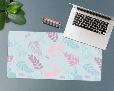 Coloray Bureau Onderlegger - Pastelkleurige vegetatie Bureau Onderlegger XXL - 90 cm x 45 cm - Blauw Bureau Onderlegger - Computer Mat - Bureau Pad - Bureau Mat - Bureaumat