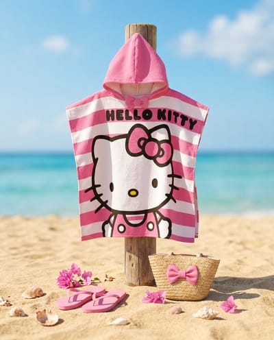 Strandponcho Hello Kitty 60x120cm – 100% Polyester – Officiële Sanrio Licentie