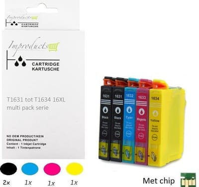 Improducts® Inkt cartridges - Alternatief Epson 16XL 16 XL T16 Multi pack + zwart
