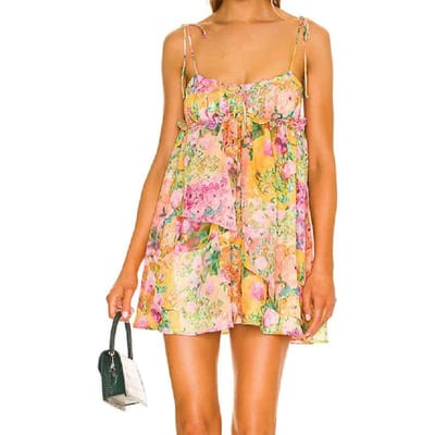 Nieuwe Lente Dames Elegante Gedrukte Losse Jurk met Brede Schouderbanden L beige