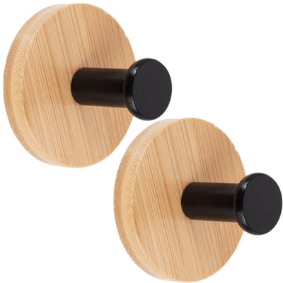 Zelfklevende haakjes voor ophangsystemen van hout en metaal, zwart, 5 cm, 2 stuks.