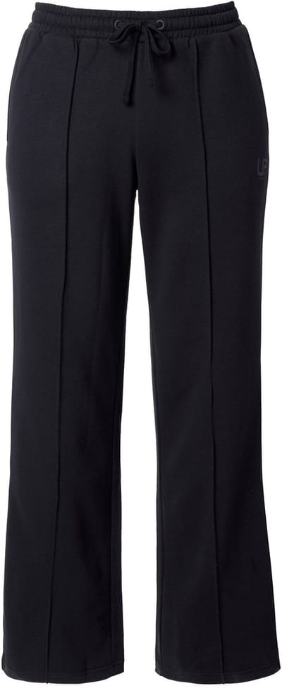 Ulla Popken - Dames - Joggingbroek bies wijde pijpen elastische tailleband - Zwart - Maat 42+