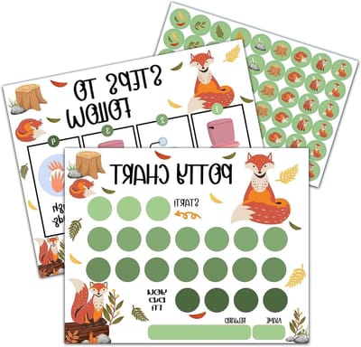 Potty Training Kaarten - Beloningskaarten Kinderen - Zindelijkheidstraining Thuis - Vrolijke Kleuren - 10 Kaarten 216 Stickers - Fox Design