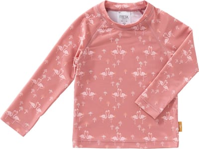 Fresk Zwemshirt 110 - Sneldrogende Zwemkleding voor Kinderen - UPF 50 - Zwemshirt voor Meisjes - Zwempak met Lange Mouwen - Oudroze - Flamingo