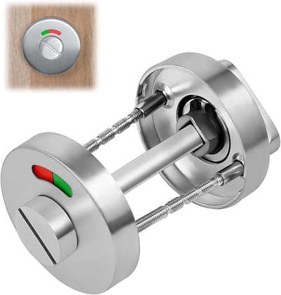 Toilet Rosette met Bezetweergave, Deurvergrendeling met Draaiwiel, RVS Set voor Badkamer en Toiletdeuren met Rode en Groene Bezetweergave en Swivel Bar