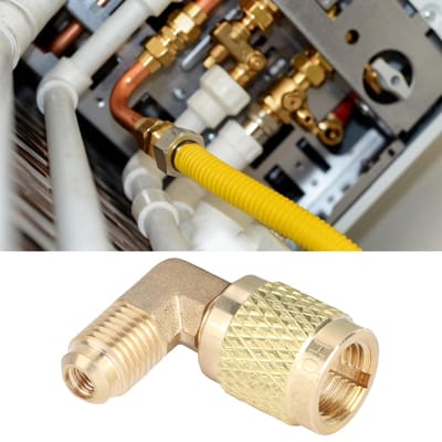 R410 Mannelijke Schroefdraad 1/4 naar Vrouwelijke Schroefdraad 5/16 90 graden Adapter Connector Koeler Airconditioner Accessoire