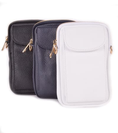 Giuliano lederen telefoontasje Anna - Donkerblauw - Dames - Made in Italy