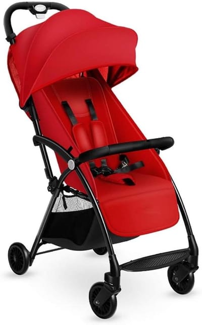 Kinderwagen - Babyvervoer - Comfortabel Reizen - Traploze Rugleuning - 43x79x103 cm - Rood